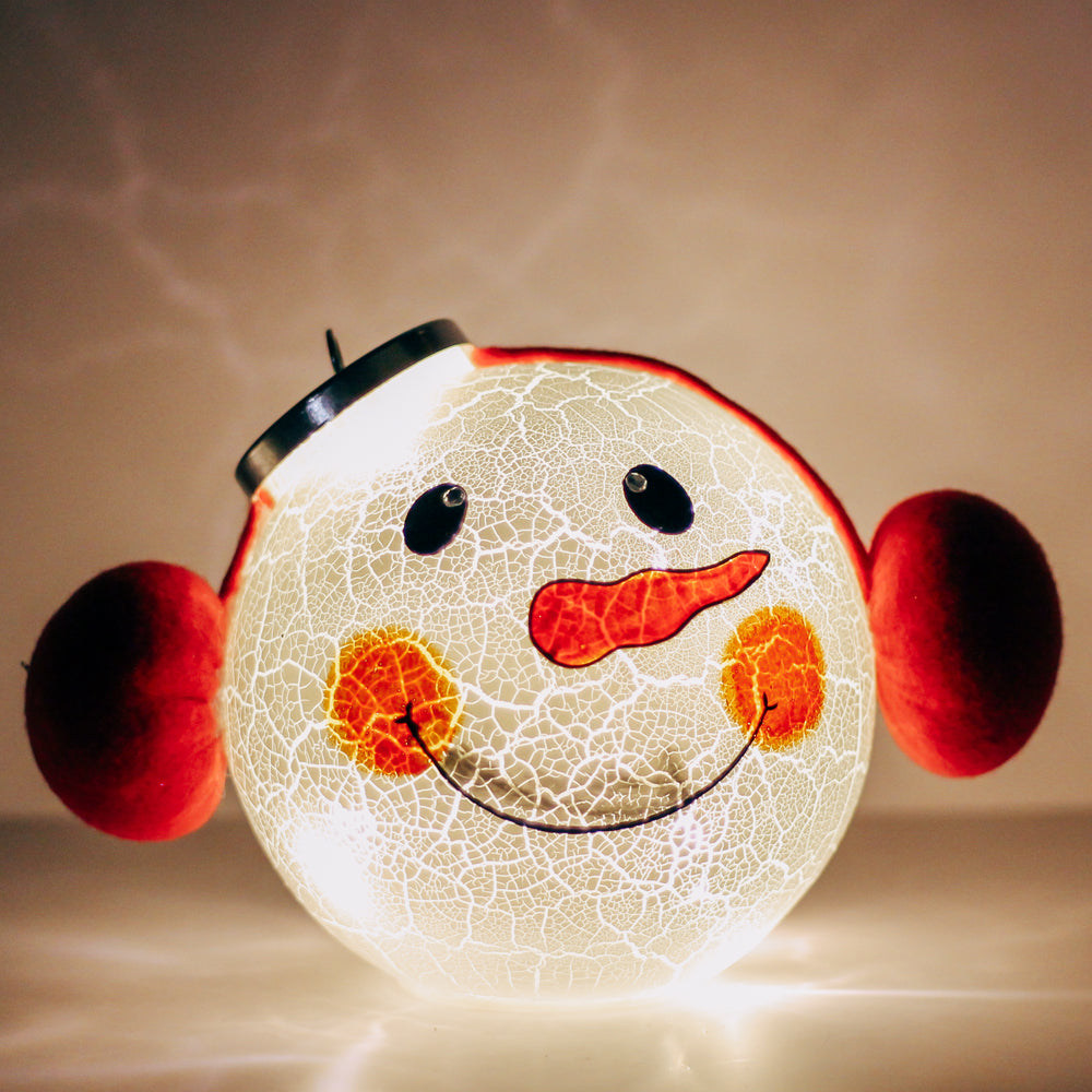 Crackle Snowman - Crackle Glass Ornament