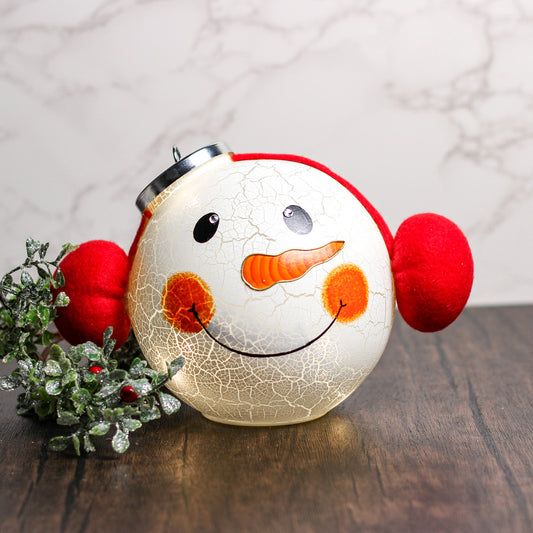 Crackle Snowman - Crackle Glass Ornament