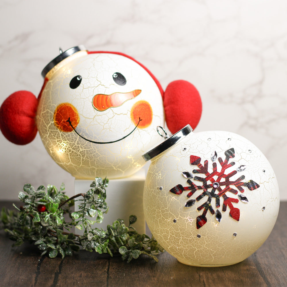 Crackle Snowman - Crackle Glass Ornament