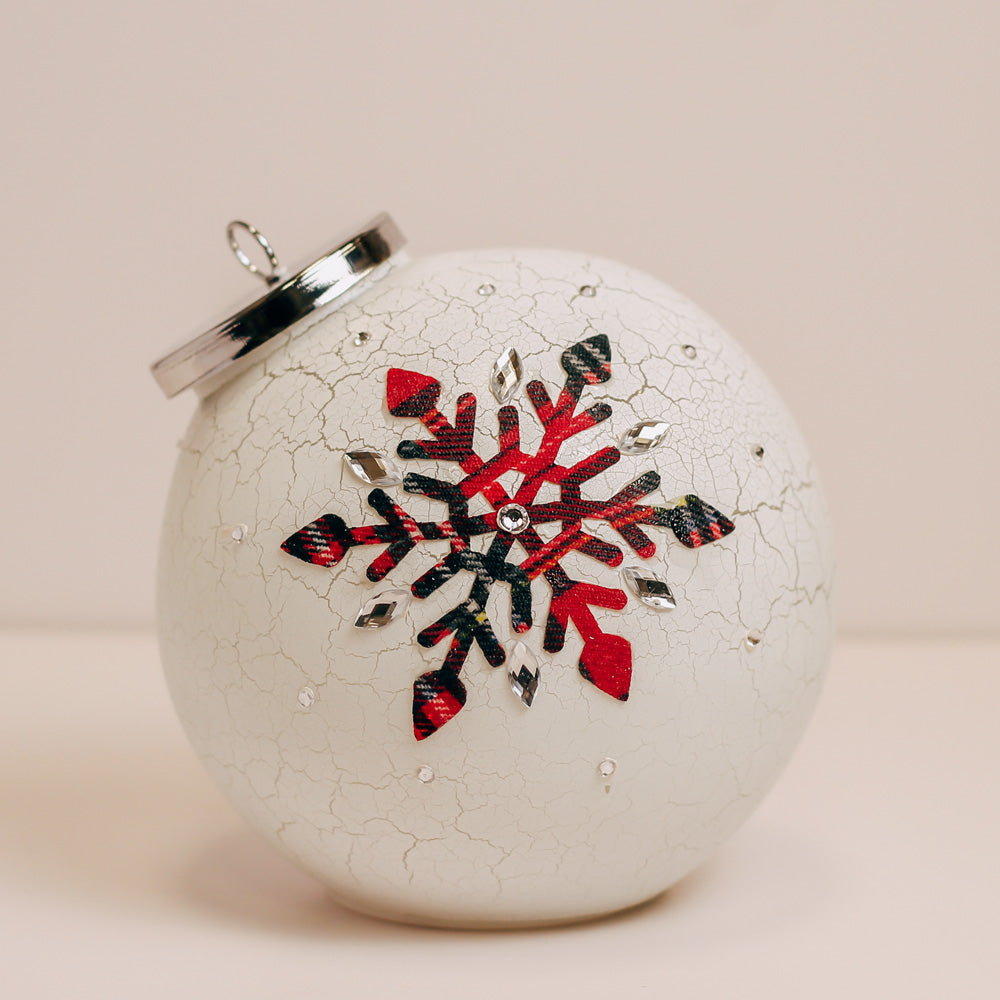 a cheerful giver Crackle Snowflake - Crackle Glass Ornament