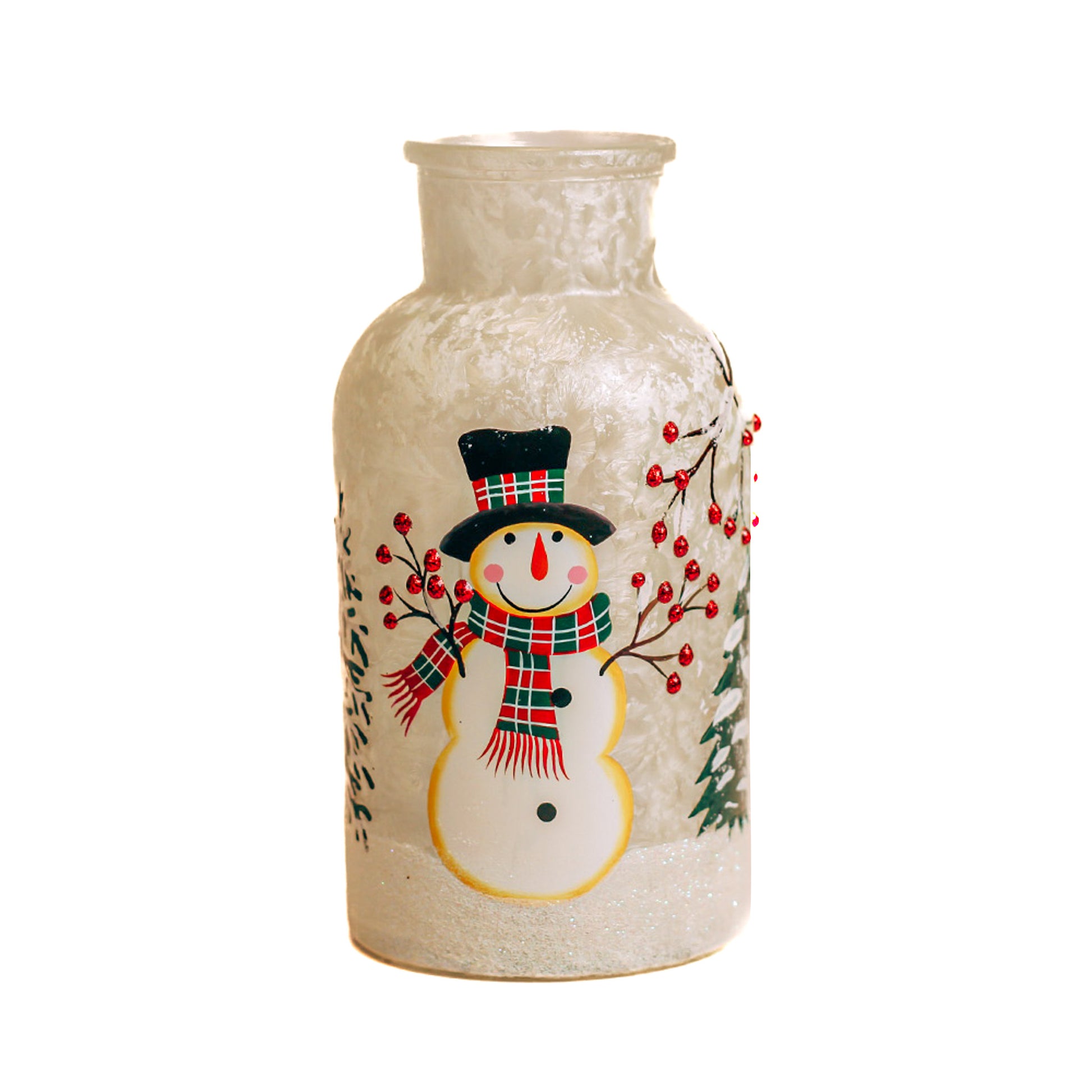 Frosty Vines - Crackle Glass Bottle