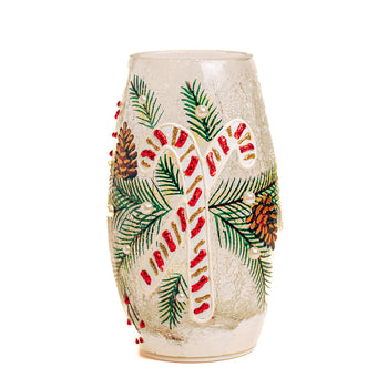 Candy Cane - Crackle Glass Short Vase