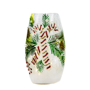 Candy Cane - Crackle Glass Short Vase