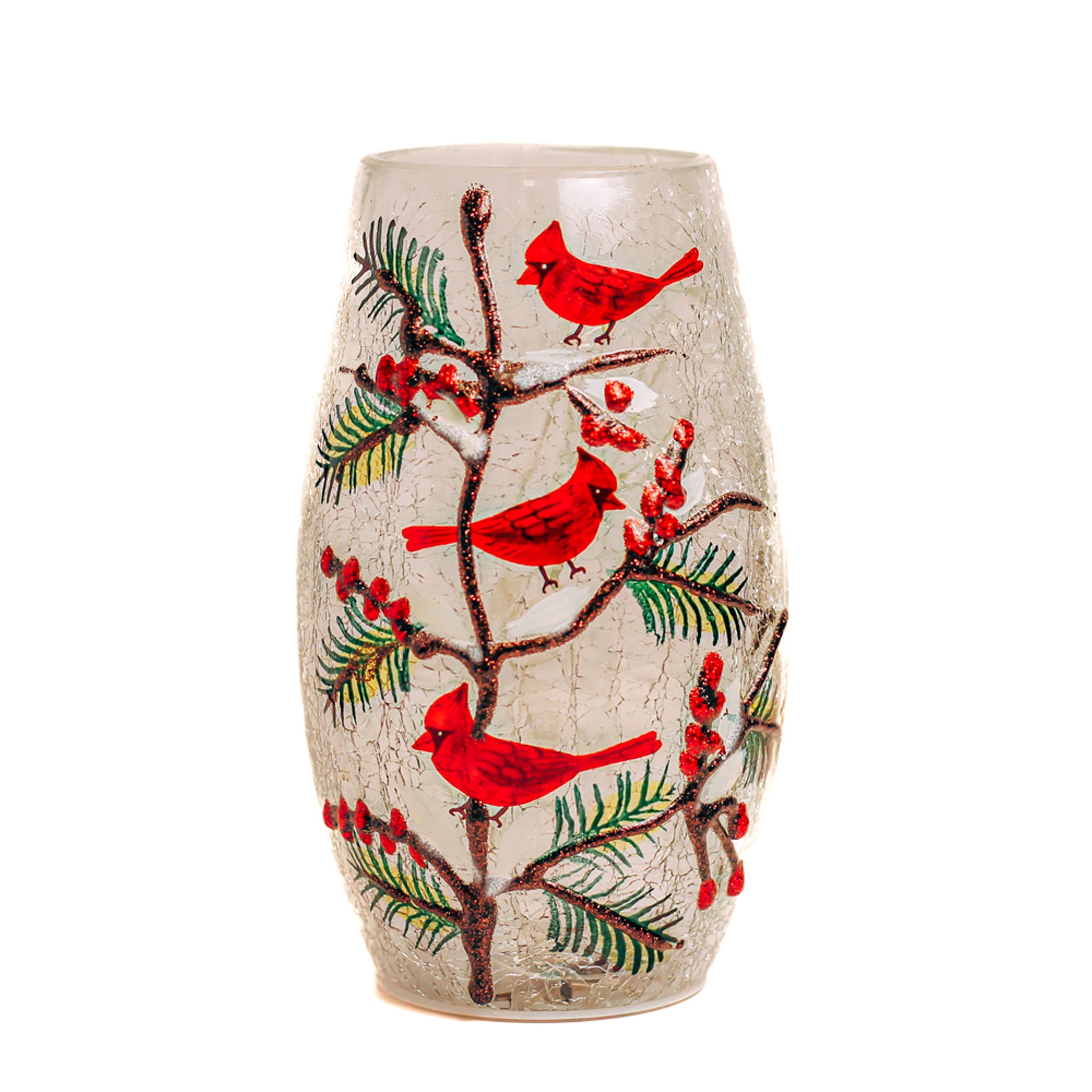 Triple Cardinal - Crackle Glass Short Vase