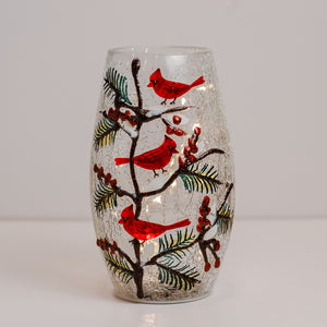 Triple Cardinal - Crackle Glass Short Vase