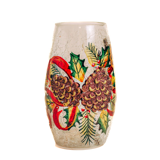 Pinecones - Crackle Glass Short Vase