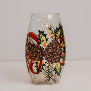 Pinecones - Crackle Glass Short Vase