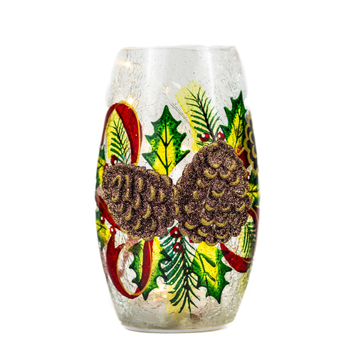Pinecones - Crackle Glass Short Vase