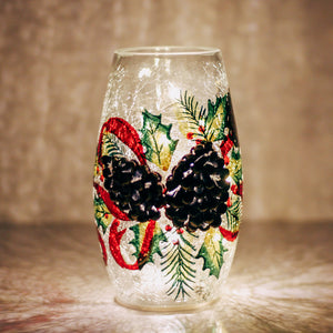 Pinecones - Crackle Glass Short Vase