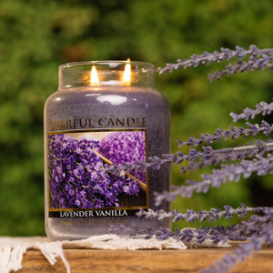 Lavender Vanilla Scented Candle -24 oz, Double Wick, Cheerful Candle