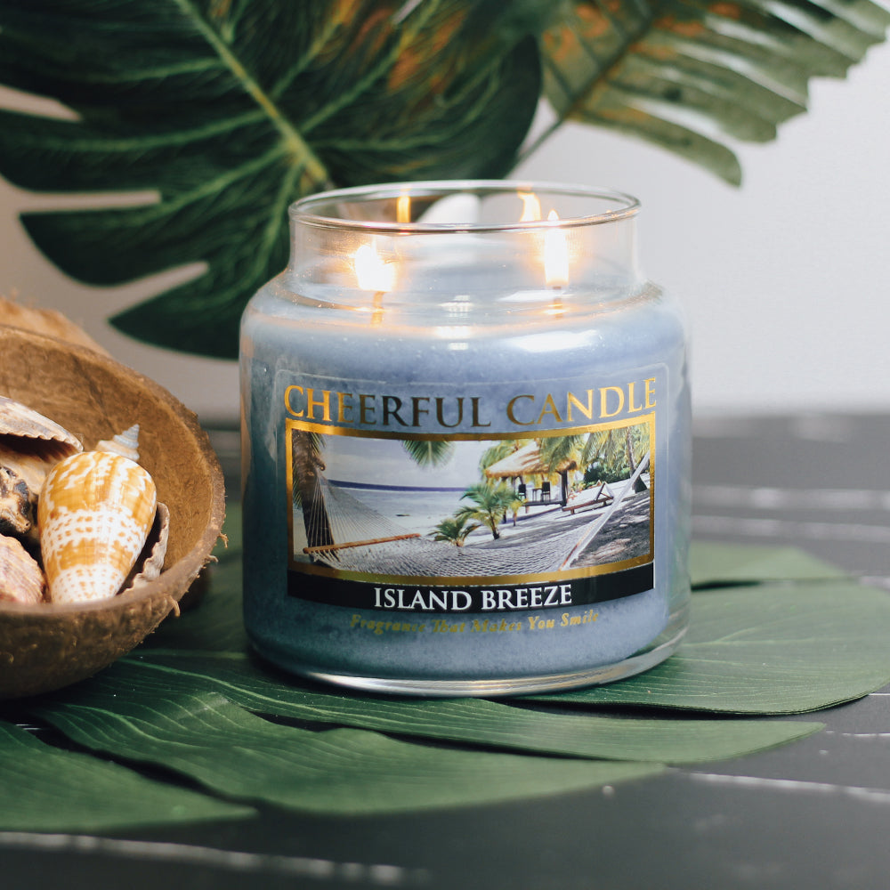 Island Breeze Scented Candle -16 oz, Double Wick, Cheerful Candle