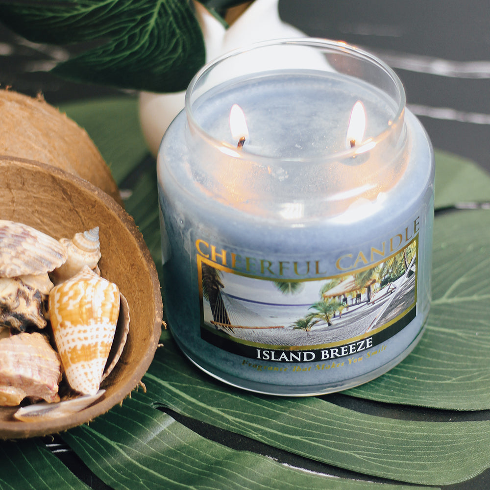 Island Breeze Scented Candle -16 oz, Double Wick, Cheerful Candle