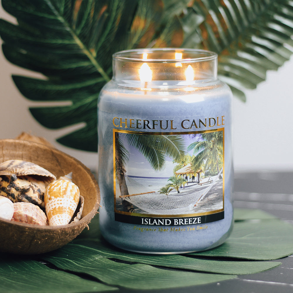 Island Breeze Scented Candle -24 oz, Double Wick, Cheerful Candle