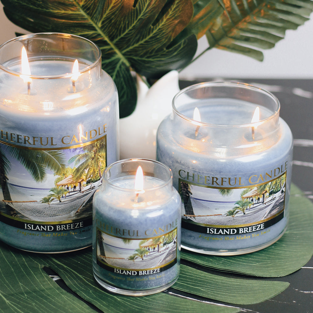 Island Breeze Scented Candle -24 oz, Double Wick, Cheerful Candle