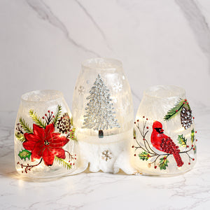 Poinsettia - Crackle Glass Jar