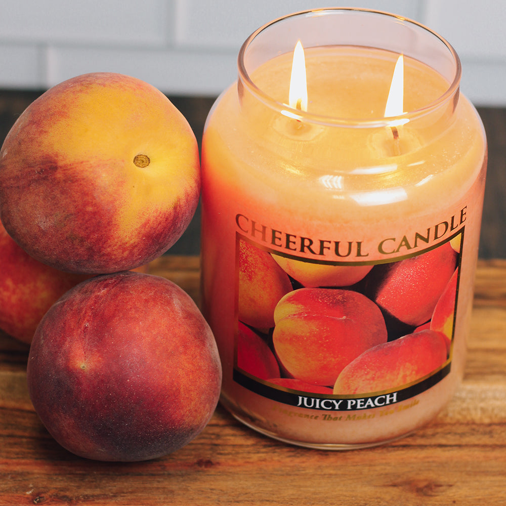 Juicy Peach Scented Candle -24 oz, Double Wick, Cheerful Candle