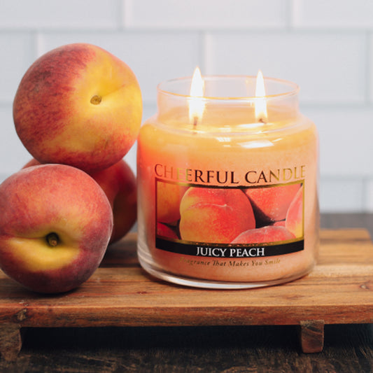 Juicy Peach Scented Candle -16 oz, Double Wick, Cheerful Candle