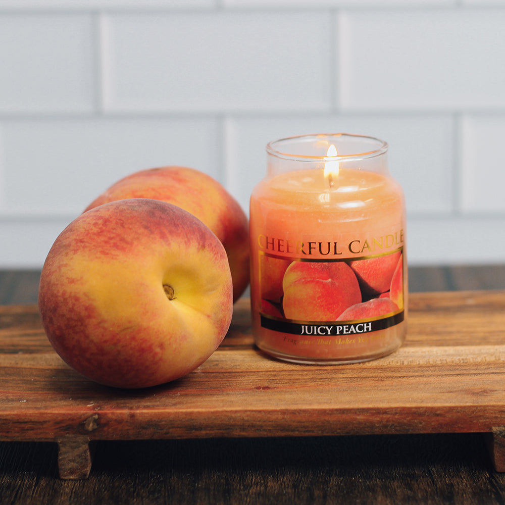 Juicy Peach Scented Candle - 6 oz, Single Wick, Cheerful Candle