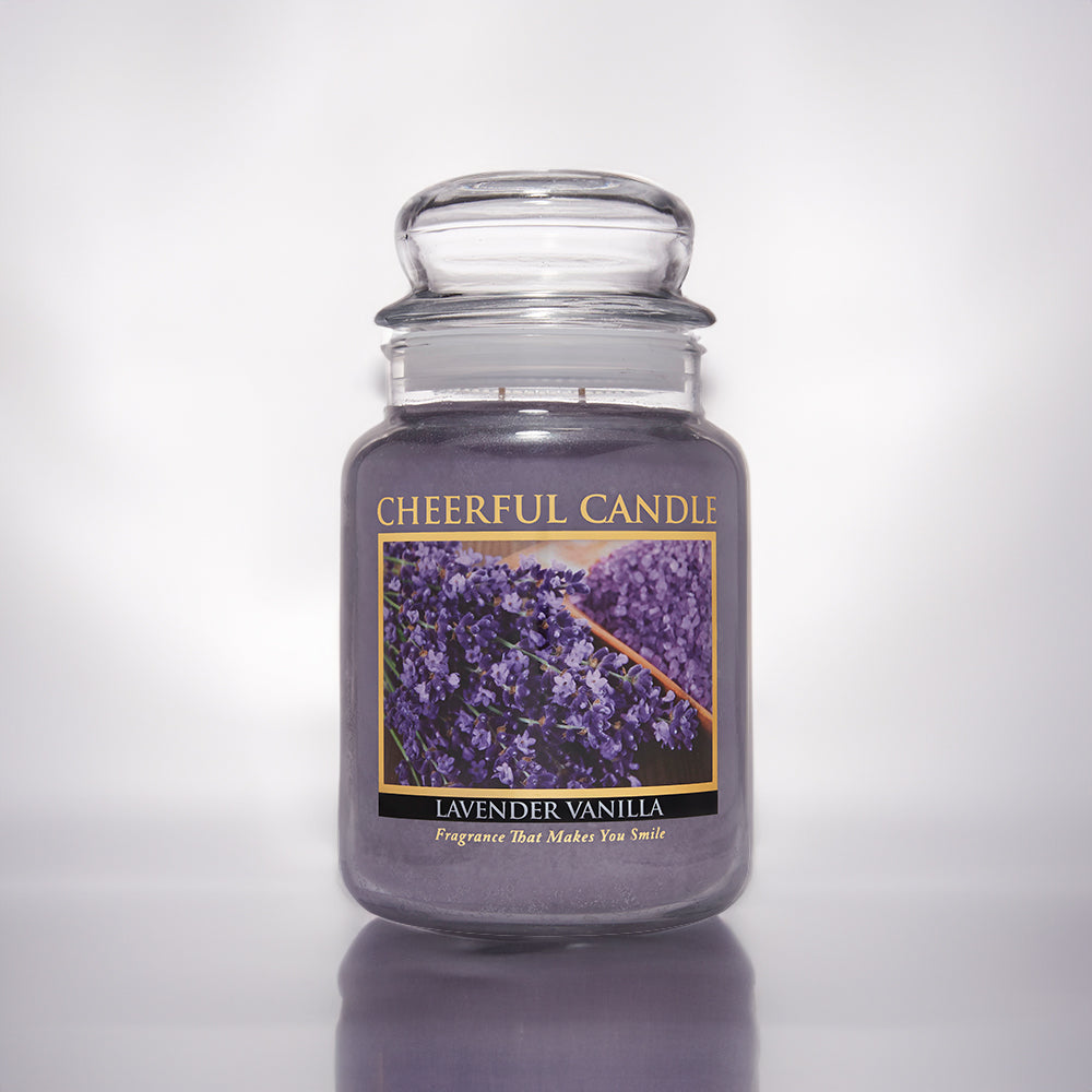 Lavender Vanilla Scented Candle -24 oz, Double Wick, Cheerful Candle