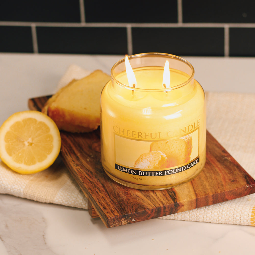 Lemon Butter Pound Cake Scented Candle -16 oz, Double Wick, Cheerful Candle