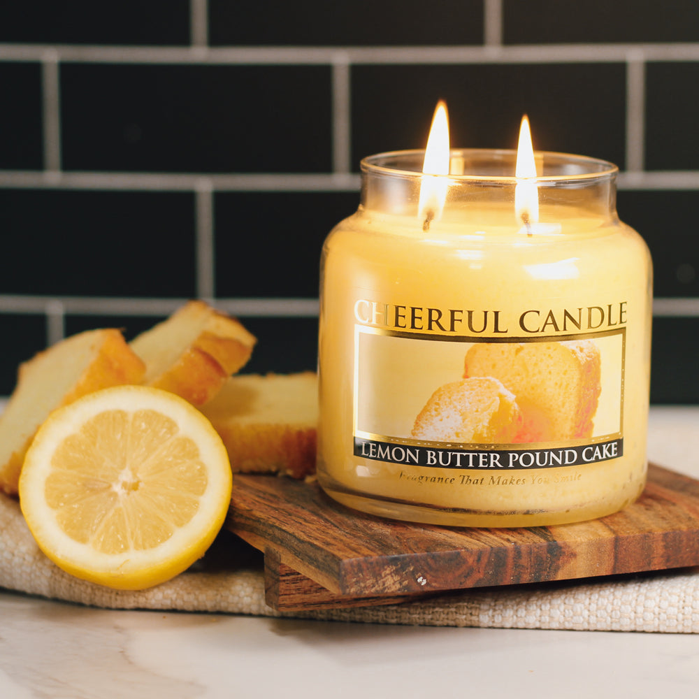 Lemon Butter Pound Cake Scented Candle -16 oz, Double Wick, Cheerful Candle