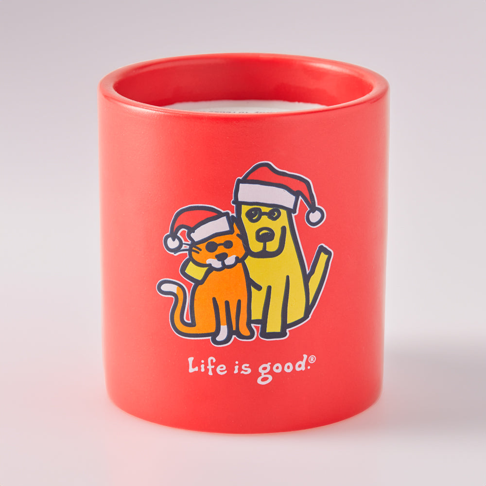 Rocket & Cat Santa Hat - Life is Good® Candle