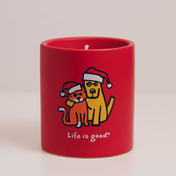 Rocket & Cat Santa Hat - Life is Good® Candle