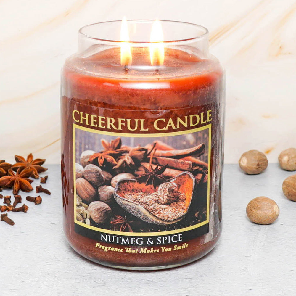 Nutmeg & Spice Scented Candle -24 oz, Double Wick, Cheerful Candle