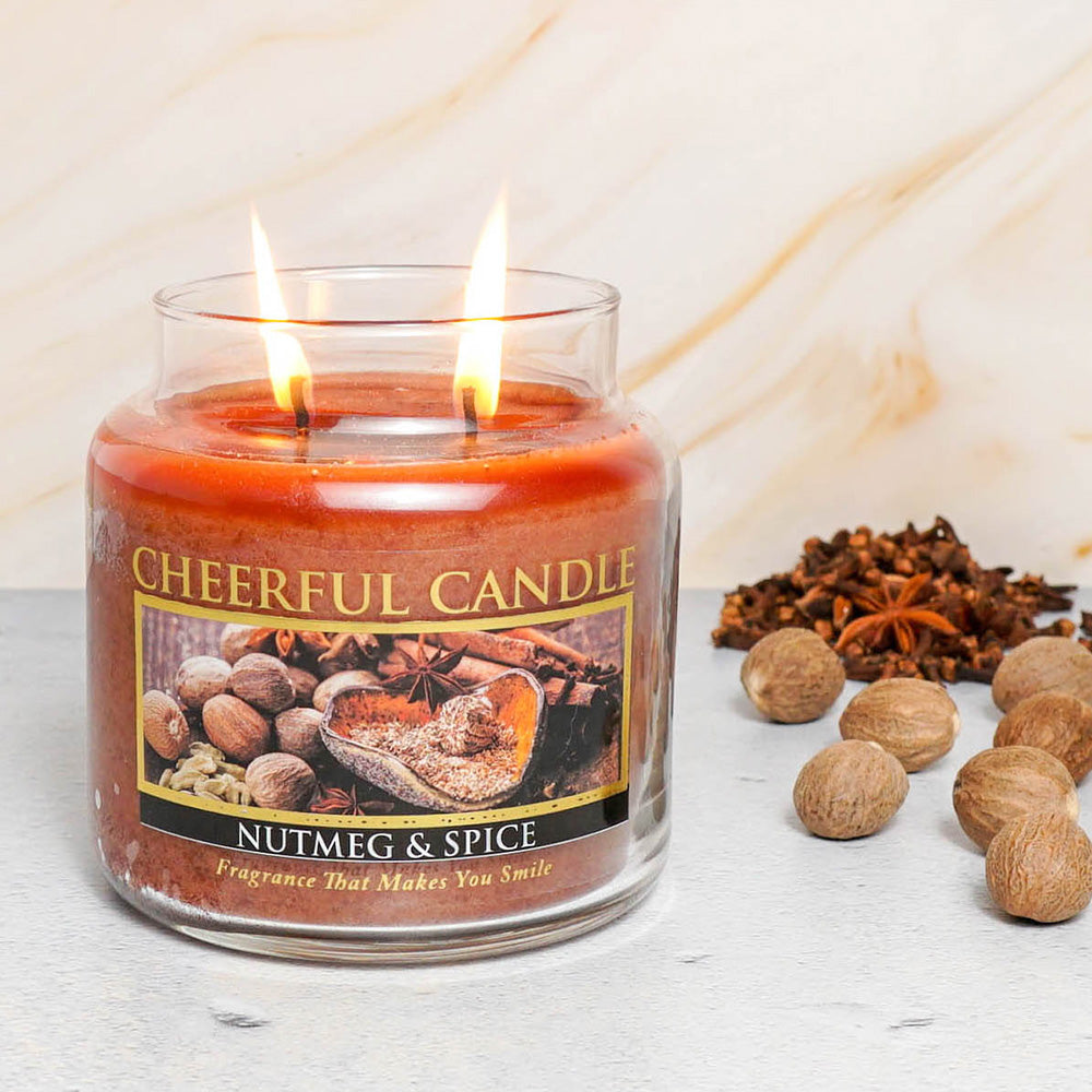 Nutmeg & Spice Scented Candle -16 oz, Double Wick, Cheerful Candle