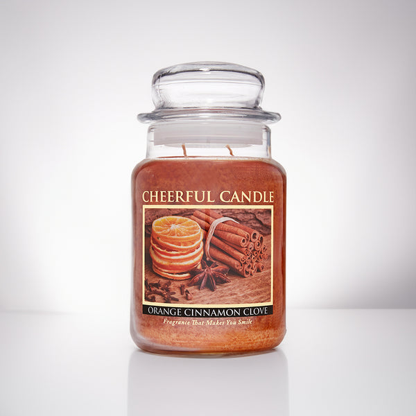 Orange Cinnamon Clove Scented Candle -24 oz, Double Wick, Cheerful Candle