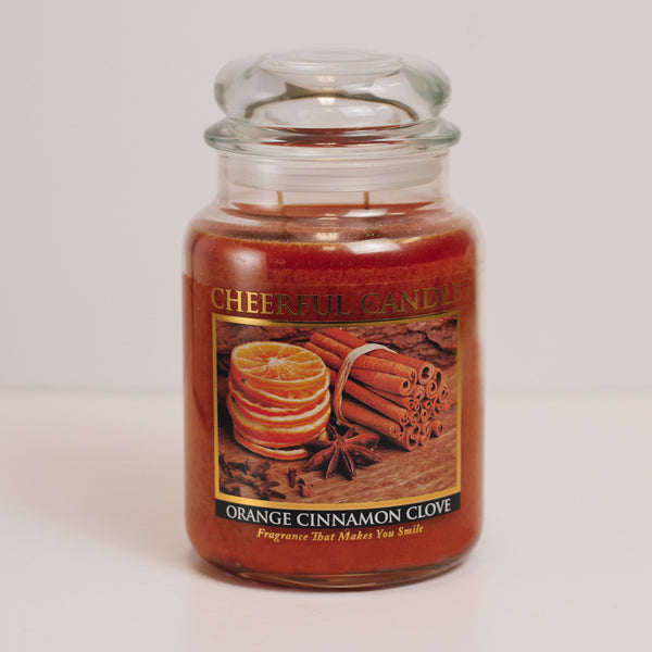 Orange Cinnamon Clove Scented Candle -24 oz, Double Wick, Cheerful Candle