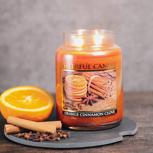 Orange Cinnamon Clove Scented Candle -24 oz, Double Wick, Cheerful Candle