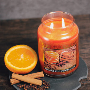 Orange Cinnamon Clove Scented Candle -24 oz, Double Wick, Cheerful Candle