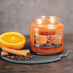 Orange Cinnamon Clove Scented Candle -16 oz, Double Wick, Cheerful Candle