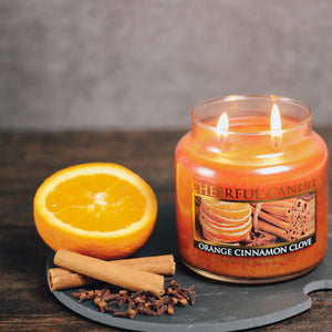 Orange Cinnamon Clove Scented Candle -16 oz, Double Wick, Cheerful Candle