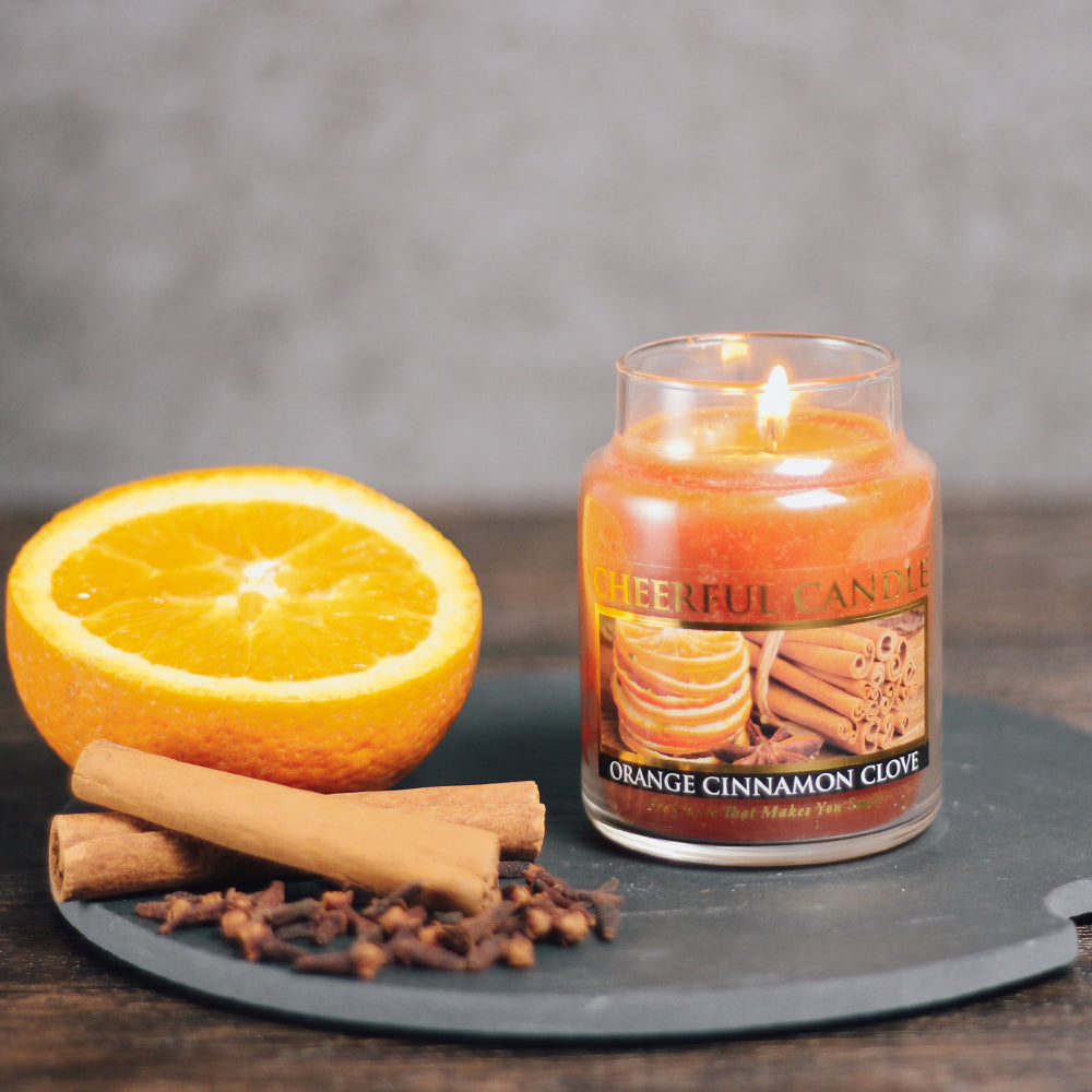 Orange Cinnamon Clove Scented Candle - 6 oz, Single Wick, Cheerful Candle