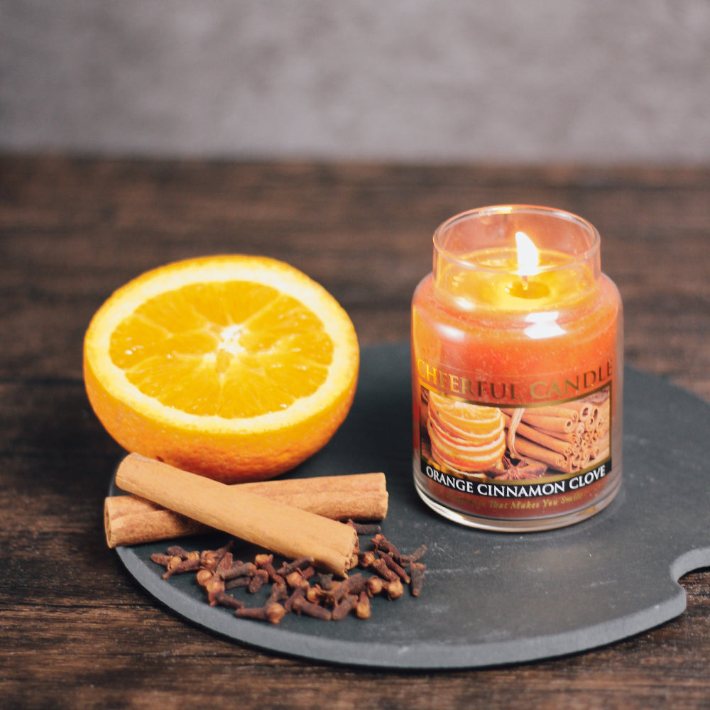 Orange Cinnamon Clove Scented Candle - 6 oz, Single Wick, Cheerful Candle