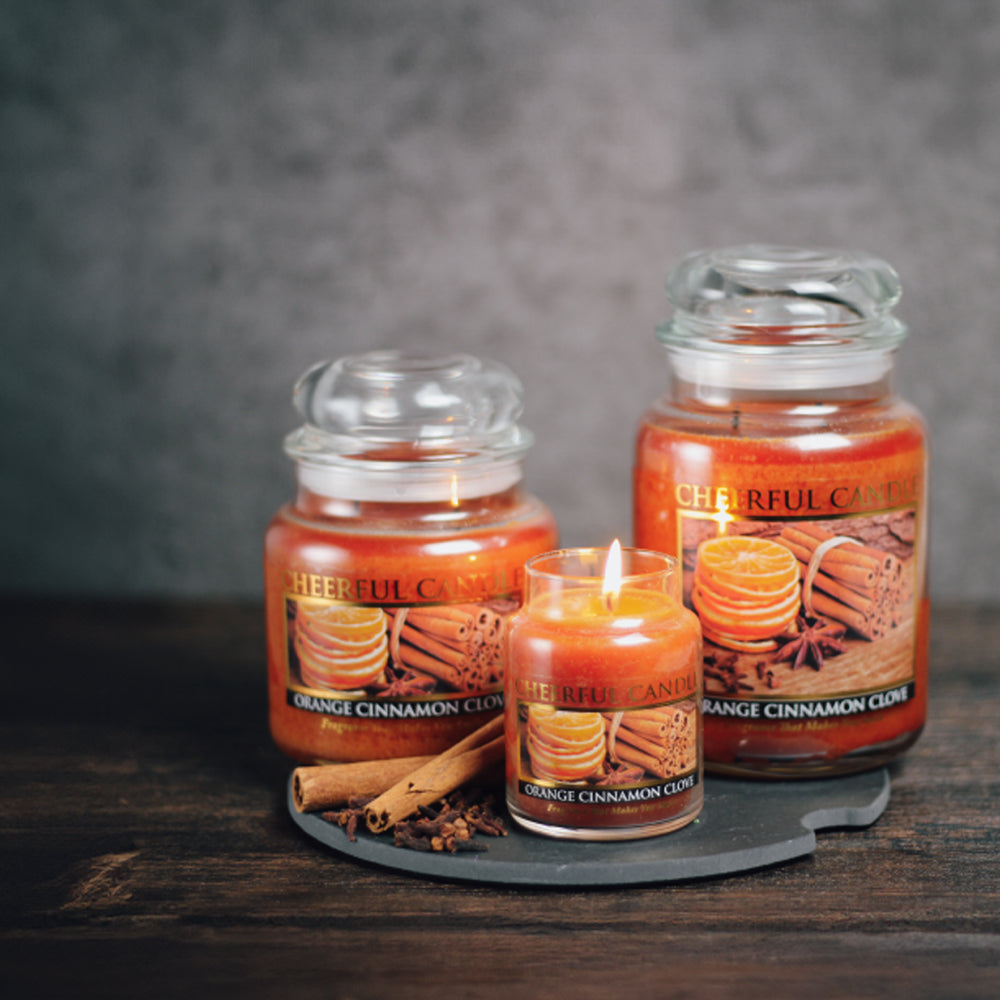 Orange Cinnamon Clove Scented Candle -16 oz, Double Wick, Cheerful Candle