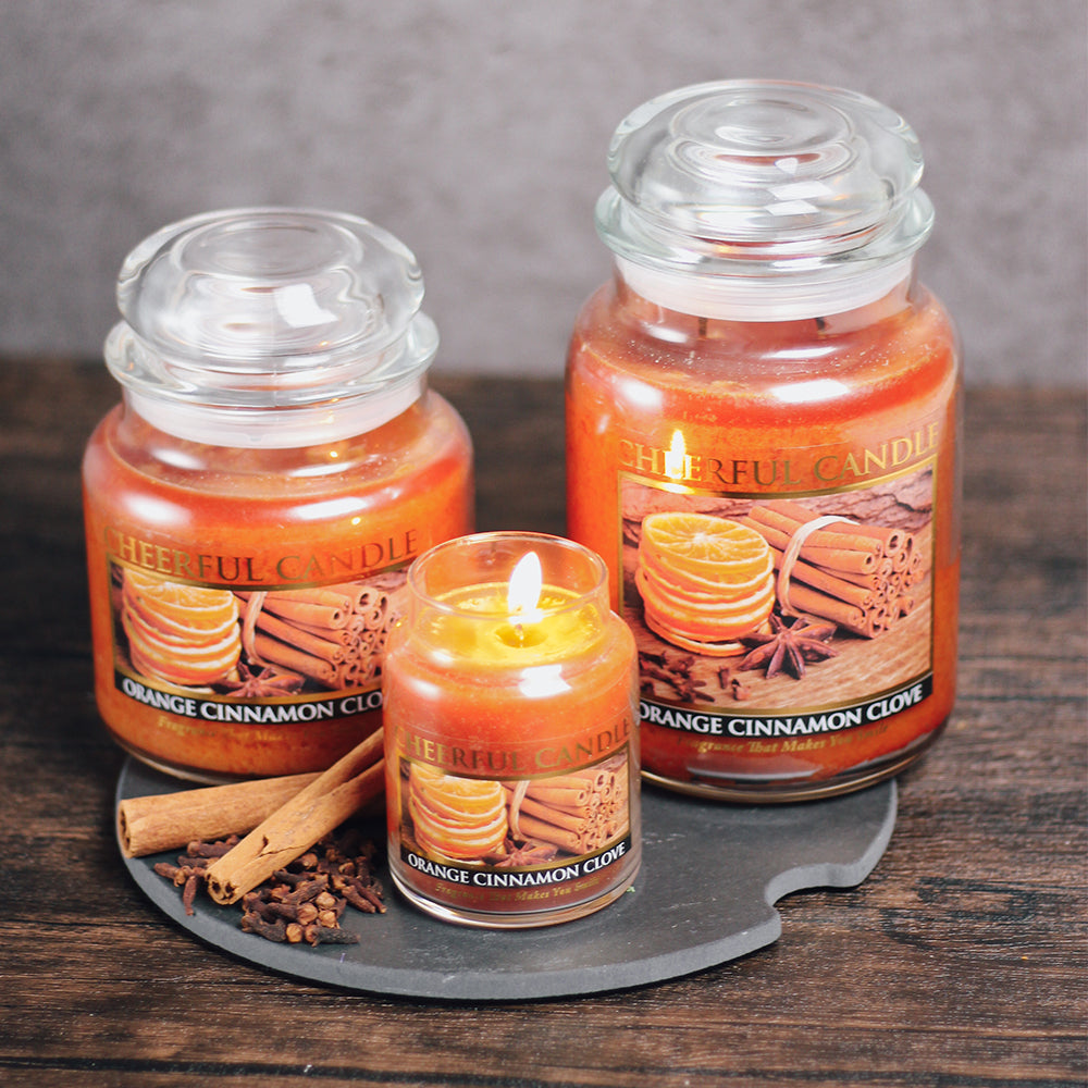 Orange Cinnamon Clove Scented Candle - 6 oz, Single Wick, Cheerful Candle