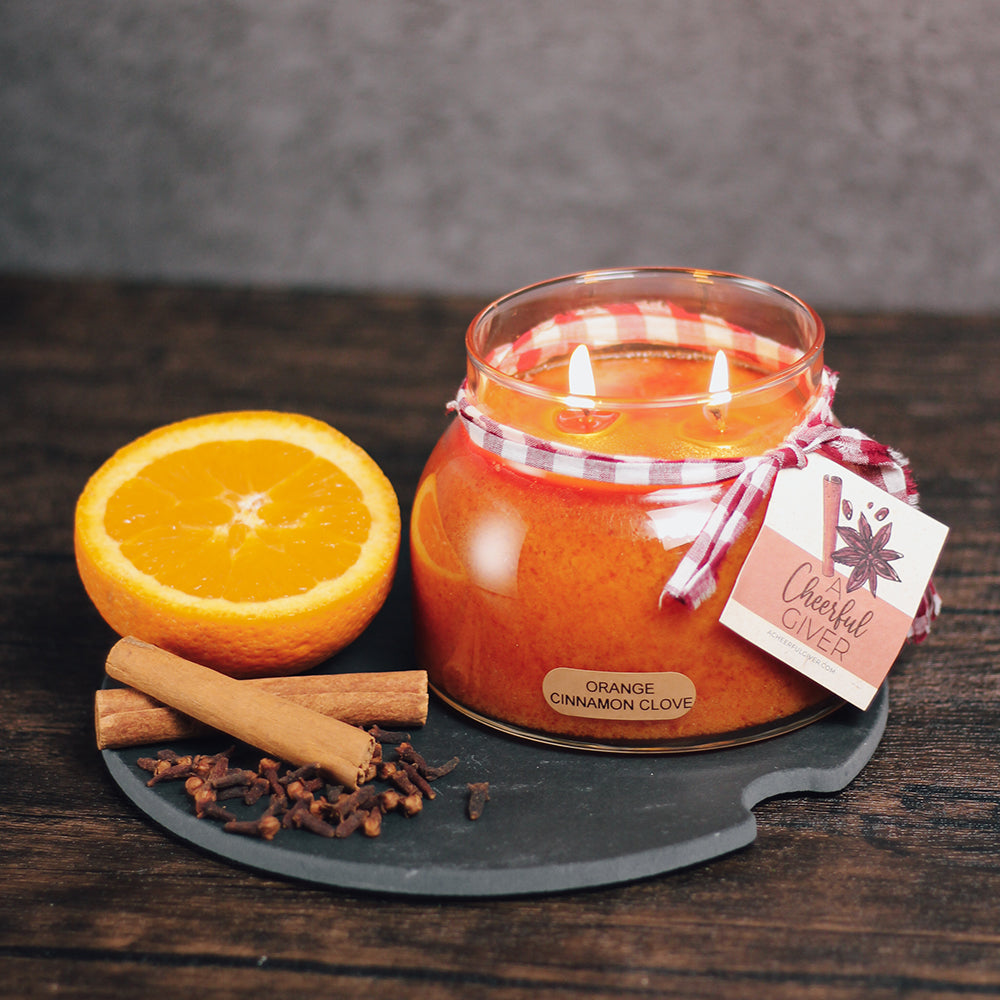 Orange Cinnamon Clove Scented Candle - 22 oz, Double Wick, Mama Jar