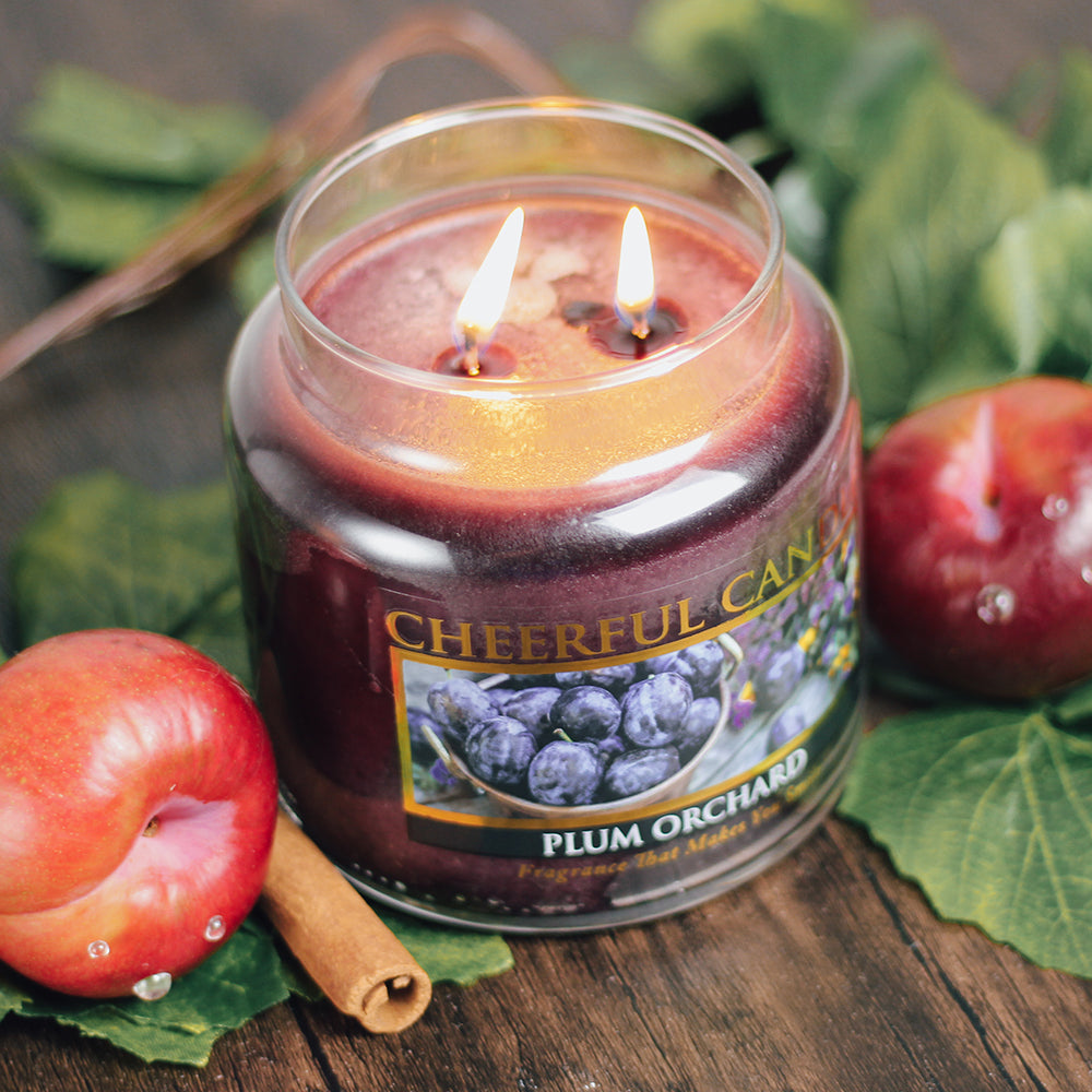 Plum Orchard Scented Candle -16 oz, Double Wick, Cheerful Candle