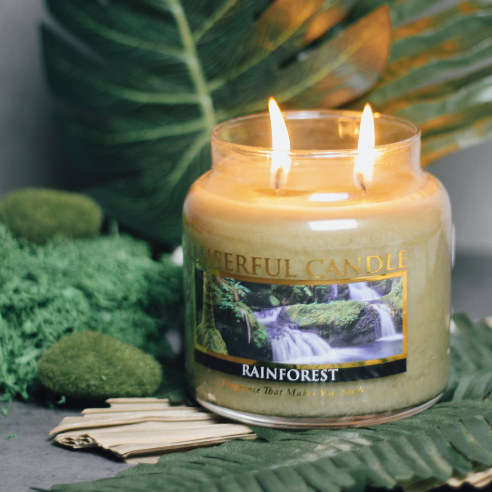 Rainforest Scented Candle -16 oz, Double Wick, Cheerful Candle