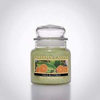 Sage & Citrus Scented Candle -16 oz, Double Wick, Cheerful Candle