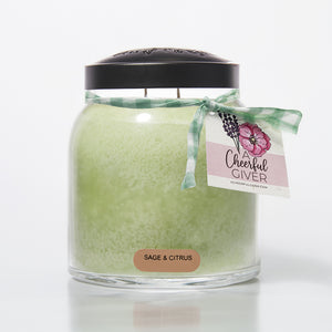 Sage & Citrus Scented Candle - 34 oz, Double Wick, Papa Jar