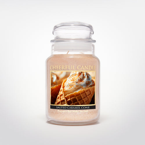 Salted Caramel Cone Scented Candle -24 oz, Double Wick, Cheerful Candle