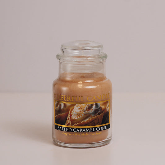 Salted Caramel Cone Scented Candle - 6 oz, Single Wick, Cheerful Candle