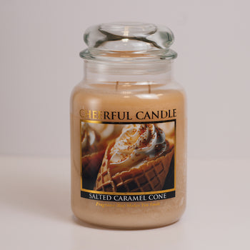 Salted Caramel Cone Scented Candle -24 oz, Double Wick, Cheerful Candle