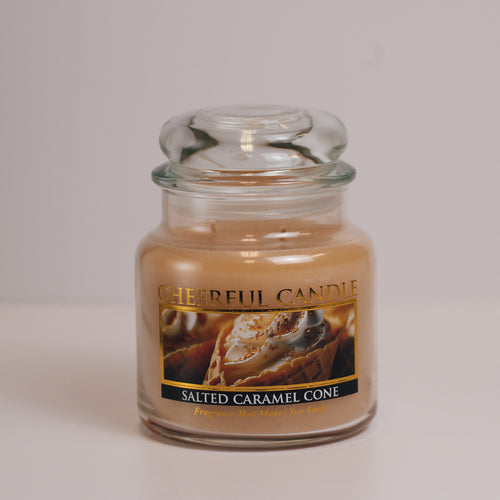 Salted Caramel Cone Scented Candle -16 oz, Double Wick, Cheerful Candle