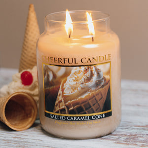 Salted Caramel Cone Scented Candle -24 oz, Double Wick, Cheerful Candle