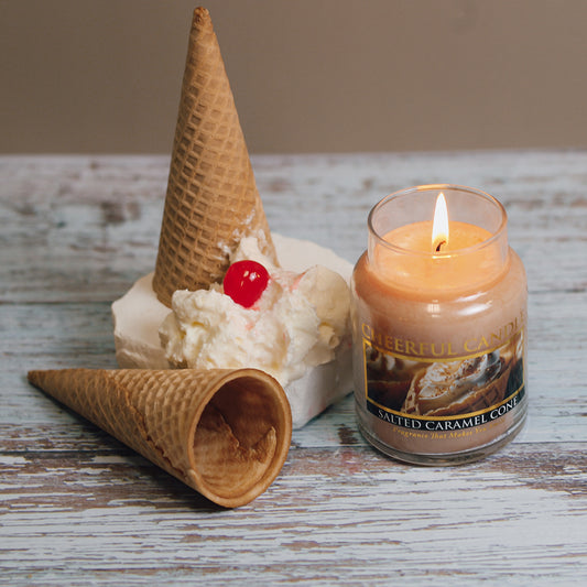 Salted Caramel Cone Scented Candle - 6 oz, Single Wick, Cheerful Candle